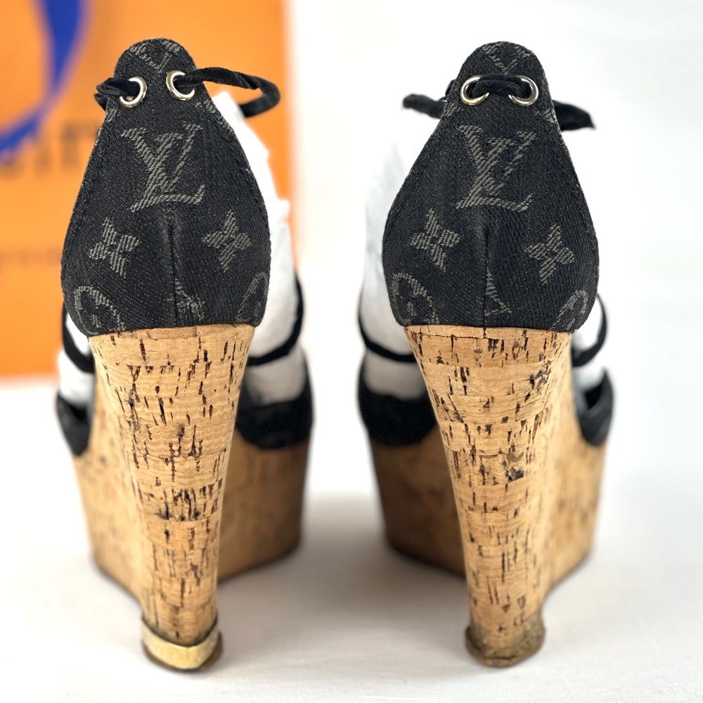 ❌SOLDX 💎Louis Vuitton Black Denim Wedges - Picture 6 of 16